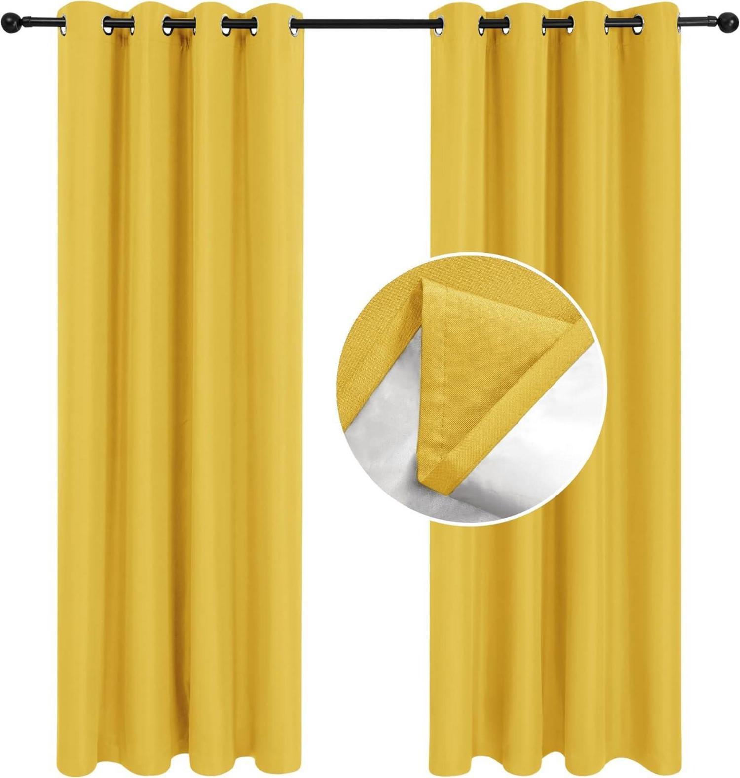 Vorhang Ösen Thermovorhang 245x140 cm Gelb 2er Set