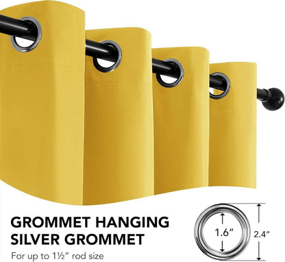 Deconovo Oxford Thermovorhang Ösen Vorhang 245x140 cm, 2er Set Gelb