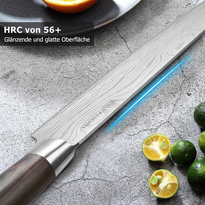 Premium Kochmesser mit Holzgriff 20 cm Küchenmesser Extra Scharfe Messerklinge