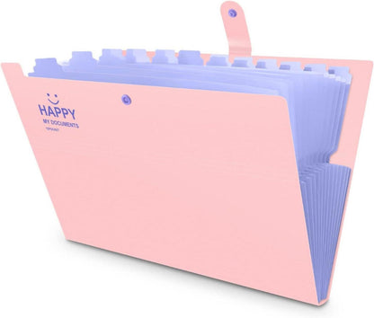 Dokumentenmappe A4 Erweiterbar 12 Fächer Tragbar Ordner Pink Purple