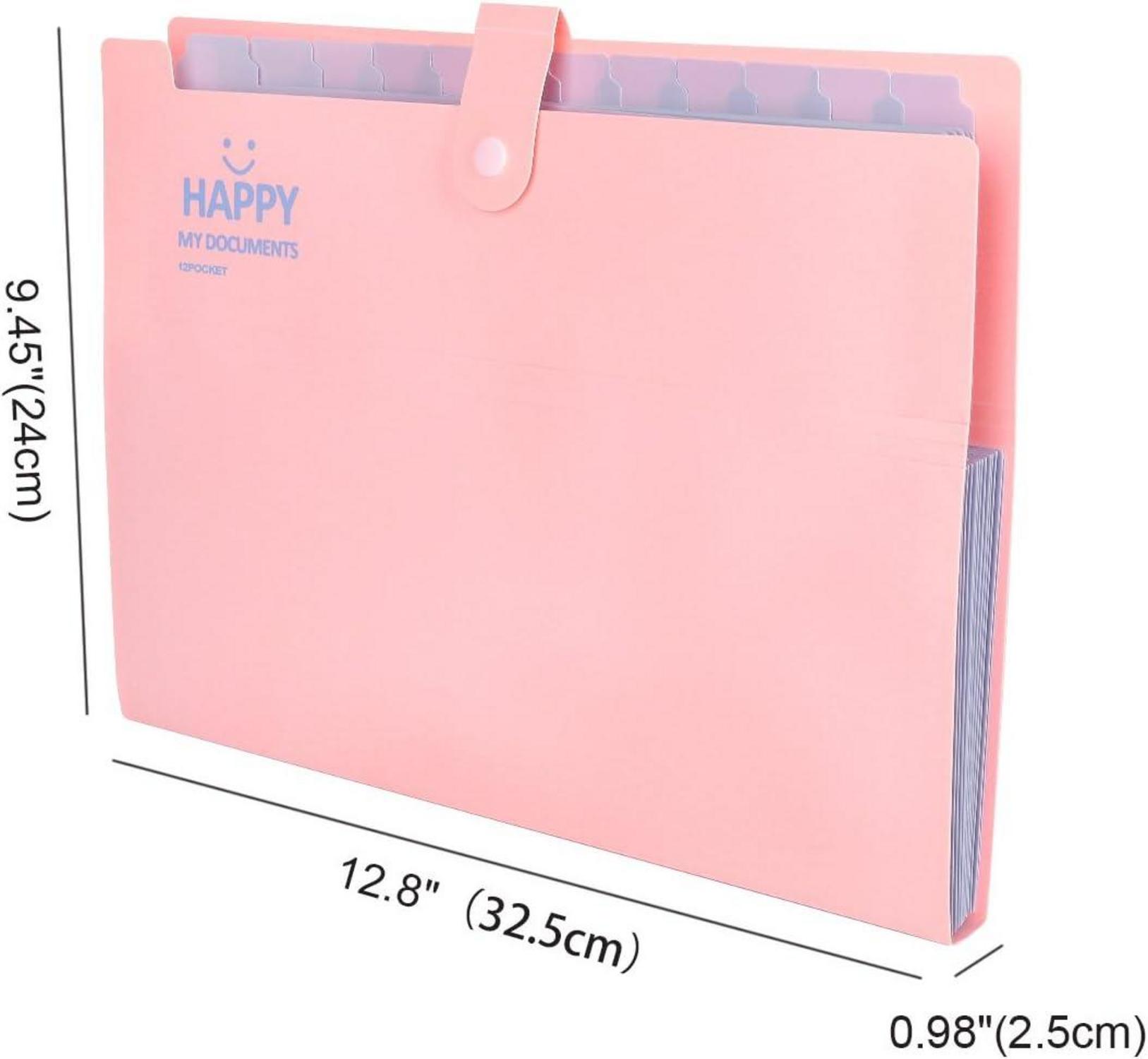 Dokumentenmappe A4 Erweiterbar 12 Fächer Tragbar Ordner Pink Purple
