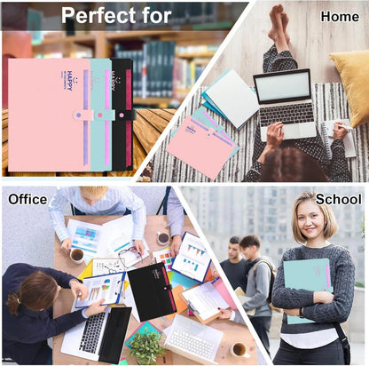Fächermappe A4 Dokumentenmappe Erweiterbar Tragbar Aktenordner 12 Taschen Pink