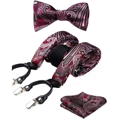 Hosenträger Fliege Einstecktuch Set Paisley Florale Hochzeit