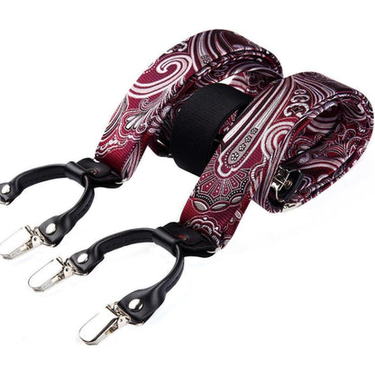 Hosenträger Fliege Einstecktuch Set Paisley Florale Hochzeit