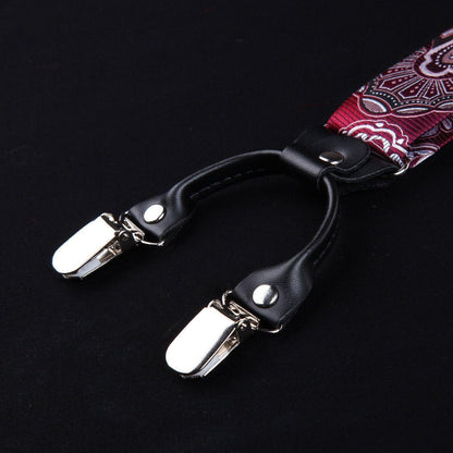 Hosenträger Fliege Einstecktuch Set Paisley Florale Hochzeit