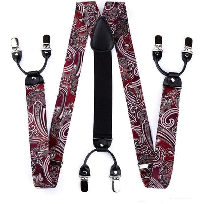 Hosenträger Fliege Einstecktuch Set Paisley Florale Hochzeit