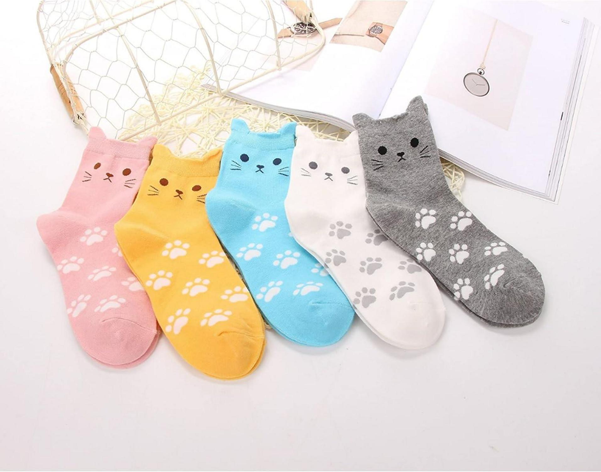 5 Paare Damen Baumwolle Socken Tiermuster 35-38 Mehrfarbig