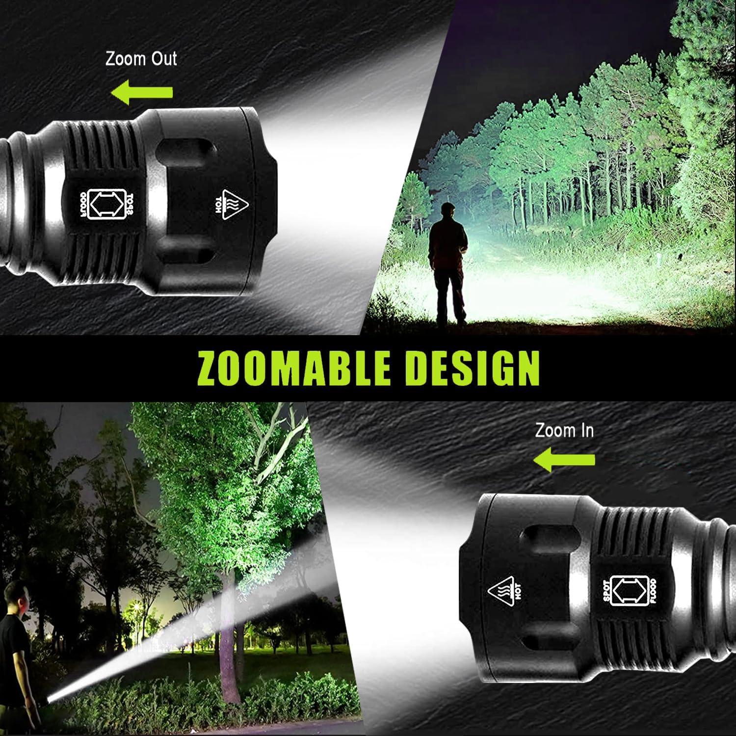 LED Taschenlampe Extrem Hell 3300 Lumen Handlampe Zoombare Outdoor