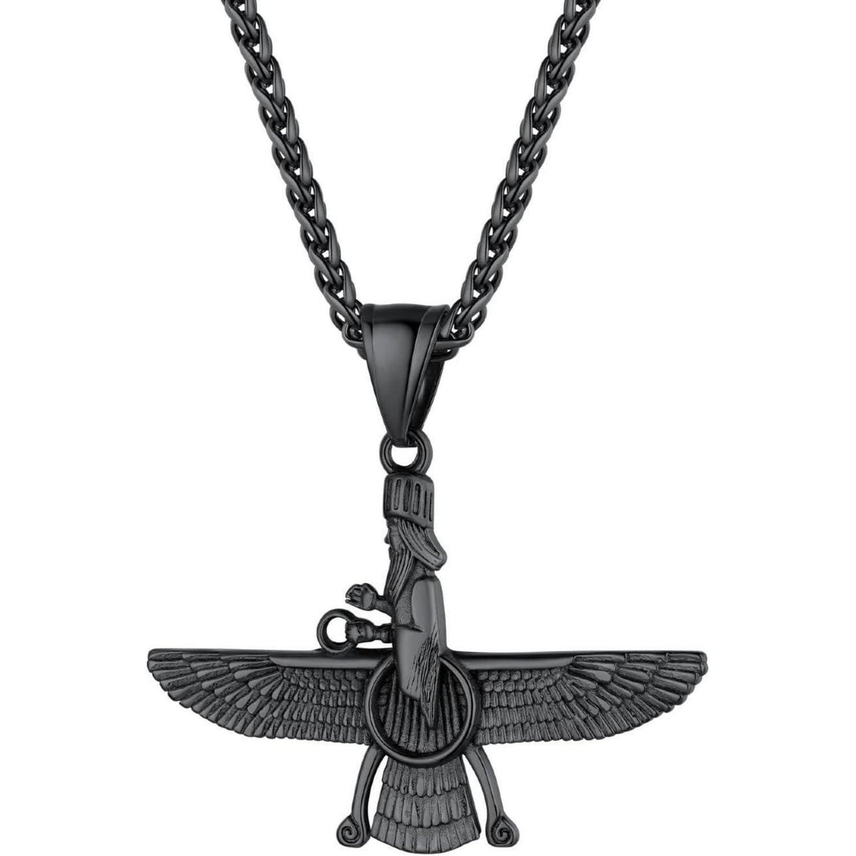 Edelstahl Halskette mit Faravahar Anhänger für Damen und Herren