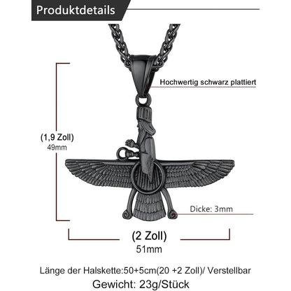 Edelstahl Halskette mit Faravahar Anhänger für Damen und Herren