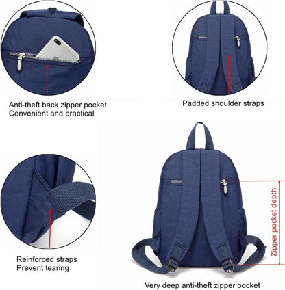 Frauen Rucksack Leicht Nylon Tagesrucksack City Pack 9L Blau