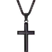 Herren Kreuz Halskette Edelstahl Schwarz Emaille Kruzifix