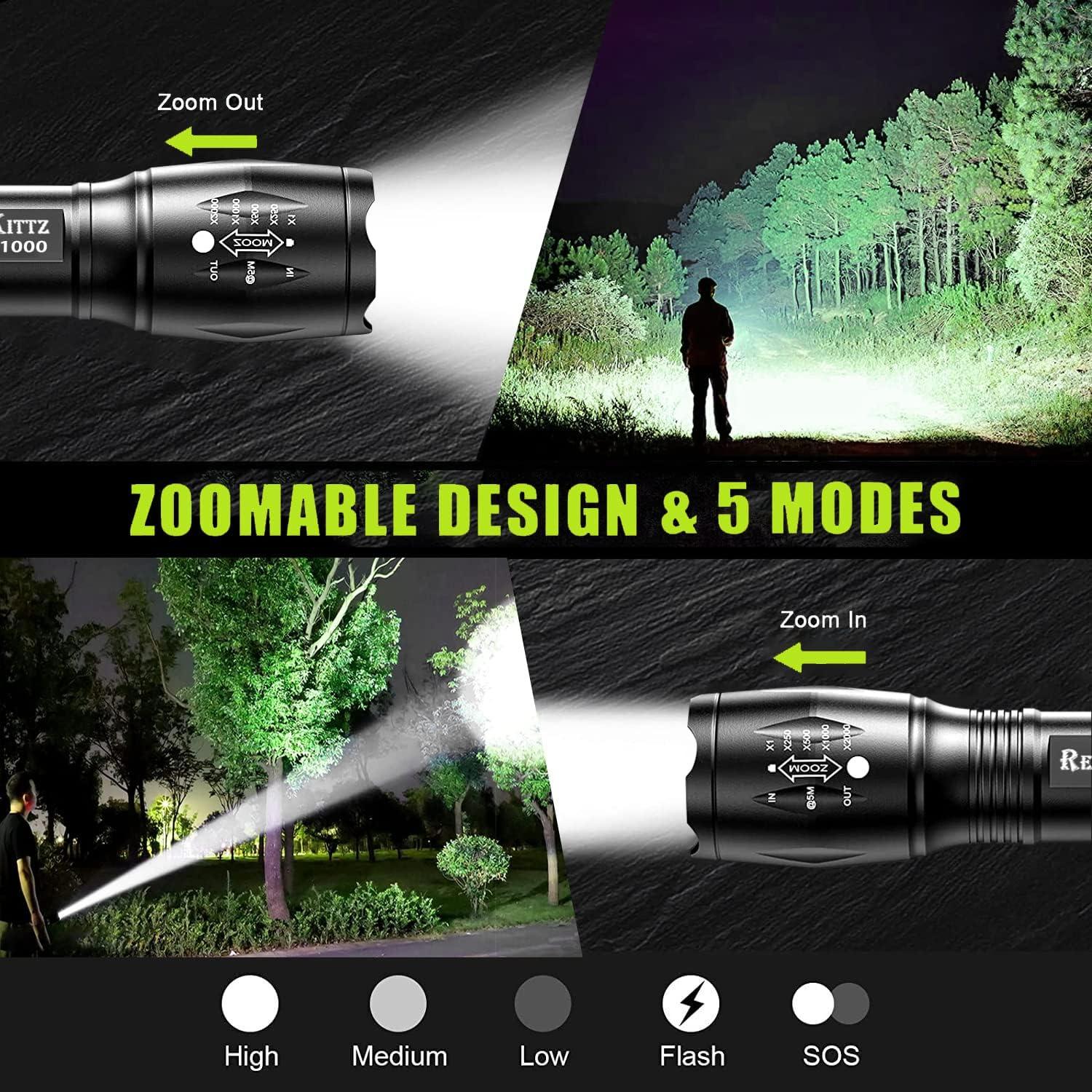 2x LED Taschenlampe 2000 Lumen Camping Taktische Lampe Zoom