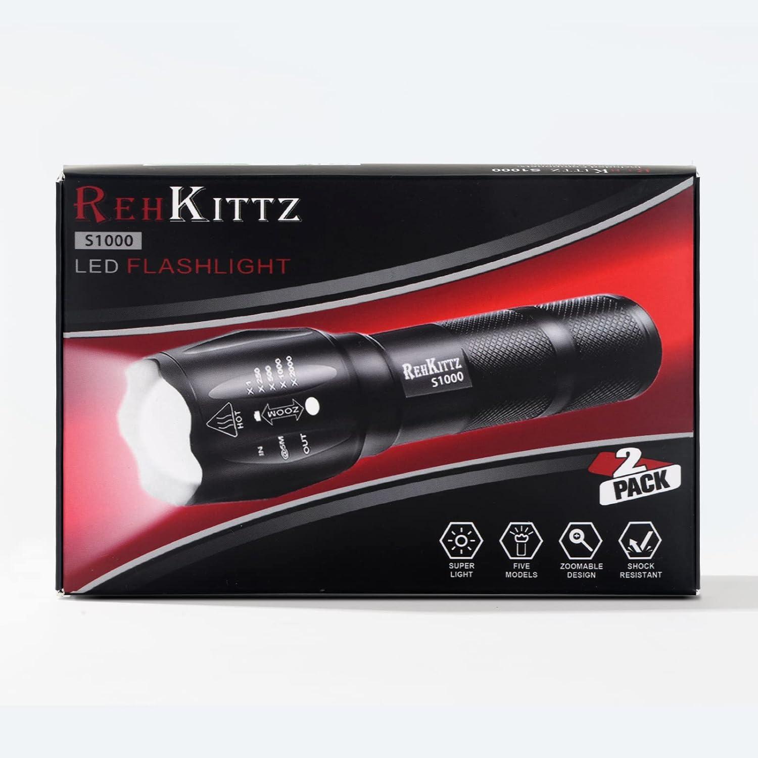 Rehkittz LED Taschenlampe 2er Set 2000 Lumen Wandern Camping Outdoor IP44