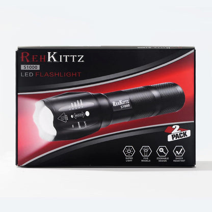Rehkittz LED Taschenlampe 2er Set 2000 Lumen Wandern Camping Outdoor IP44