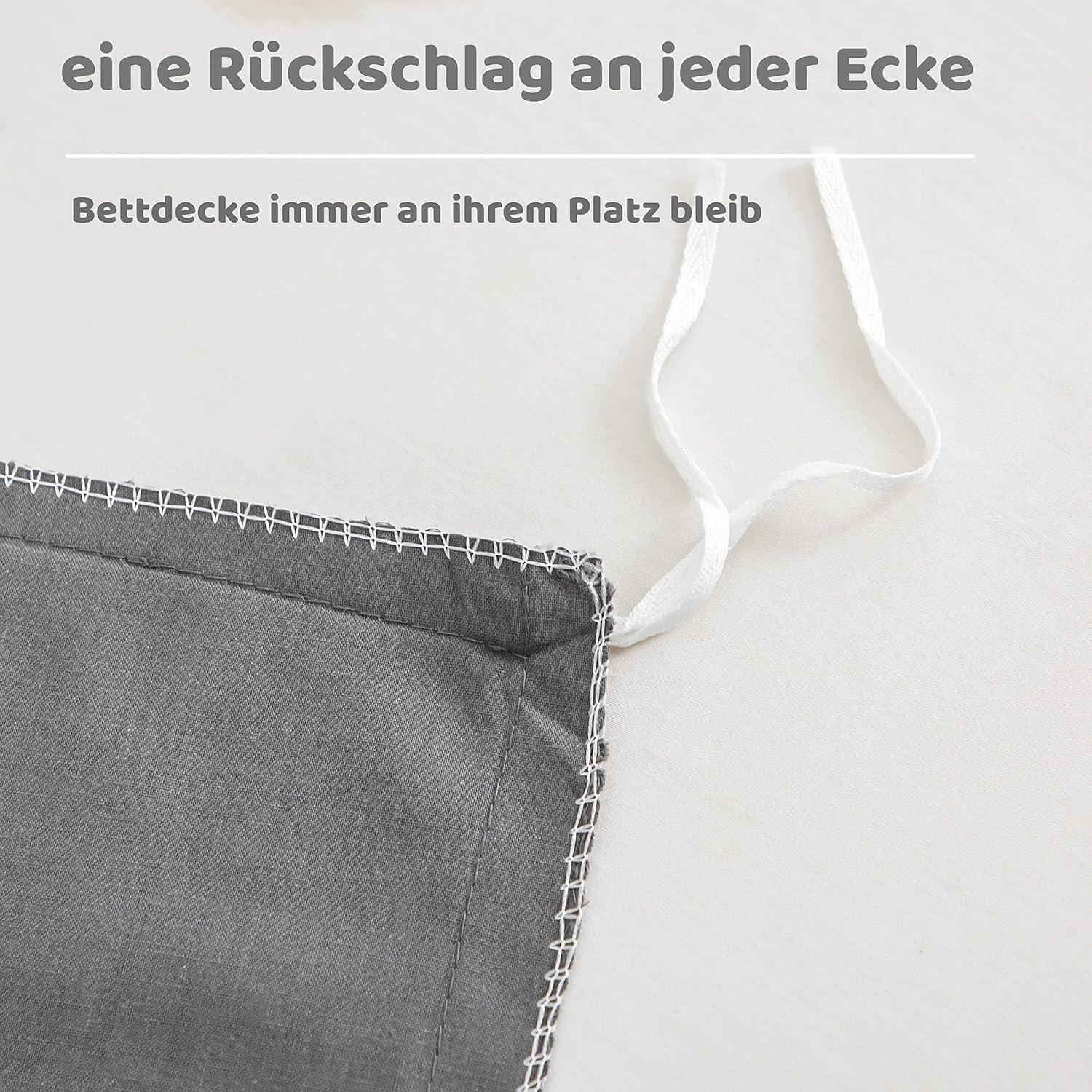 AYSW Gebürstete Microfaser Bettwäsche Set 200x200cm Grau - 2 Kissenbezug 80x80cm