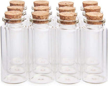 30 ml Mini Glasflaschen mit Holz Korkverschluss (12