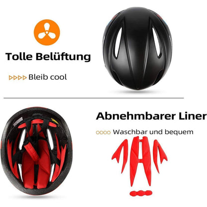 Fahrradhelm mit Visier Schutzbrille für Erwachsene Schwarz