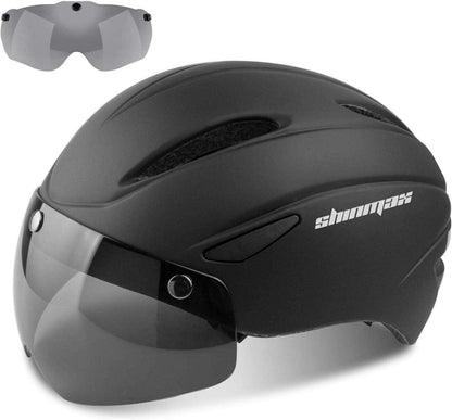 Fahrradhelm mit Visier Abnehmbarer Magnetischer Schutzbrille Schwarz