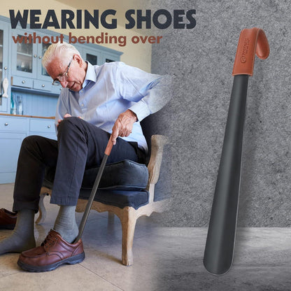 Schuhlöffel Metall Lang 42cm Edelstahl Shoe Horn Schwarz