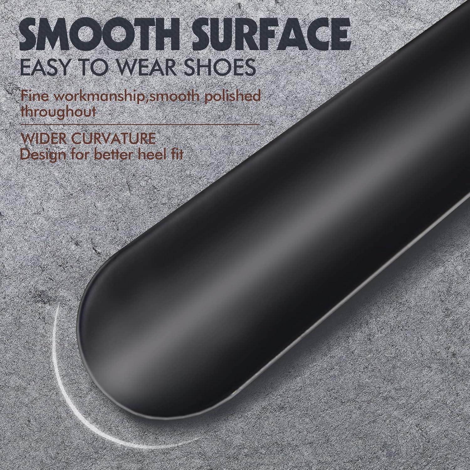 ZOMAKE Schuhlöffel Metall Lang 42cm Schwarz Stabil für Stiefel