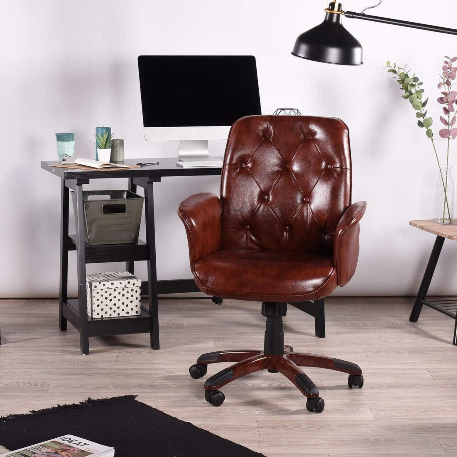 Homy Casa Chefsessel Bürostuhl Vintage Braun 64x61,5x90-98cm