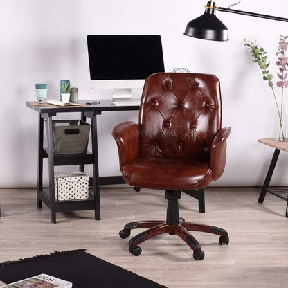 Homy Casa Chefsessel Bürostuhl Vintage Braun 64x61,5x90-98cm
