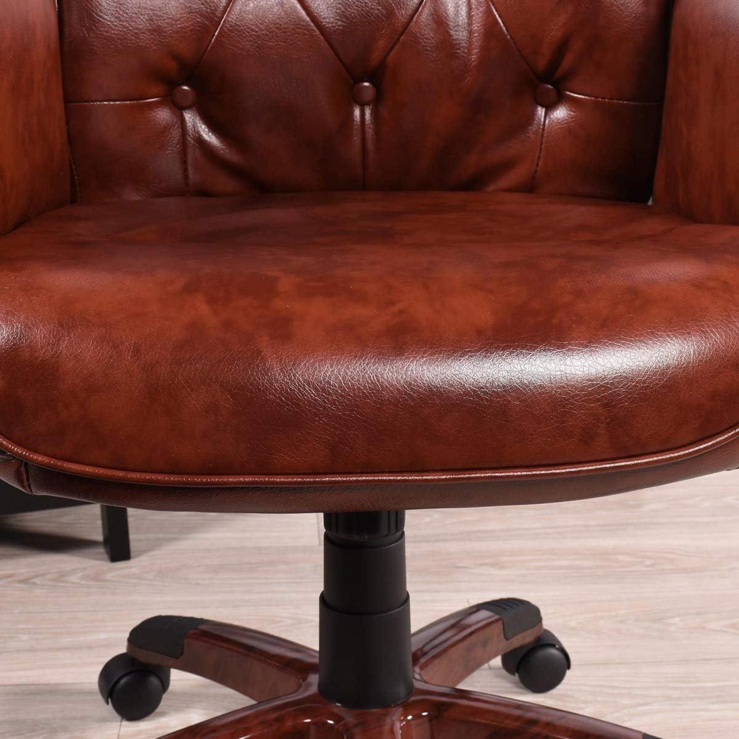 Bürostuhl Chefsessel Vintage Hochglanz PU Leder Metall