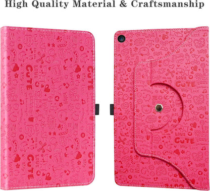 LiuShan Amazon Fire HD 10 Hülle 360° Drehbar Standfunktion Schönes Muster Pink