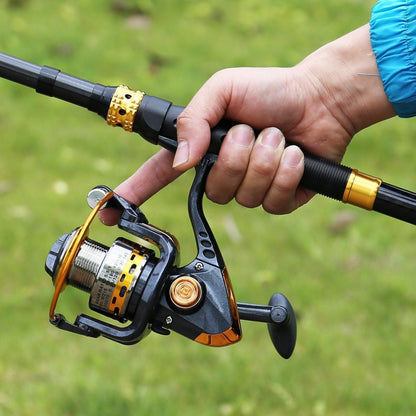 Angelruten-Set Teleskop Kohlefaser mit Spinnrolle für Süß- & Salzwasser
