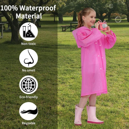 Kinder Regenponcho Set 2er Pack Blau & Rosa Wasserdicht
