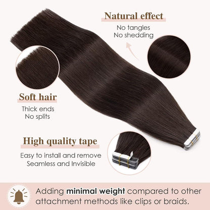 Remy Echthaar Tape Extensions Braun 40cm - 40 Stück