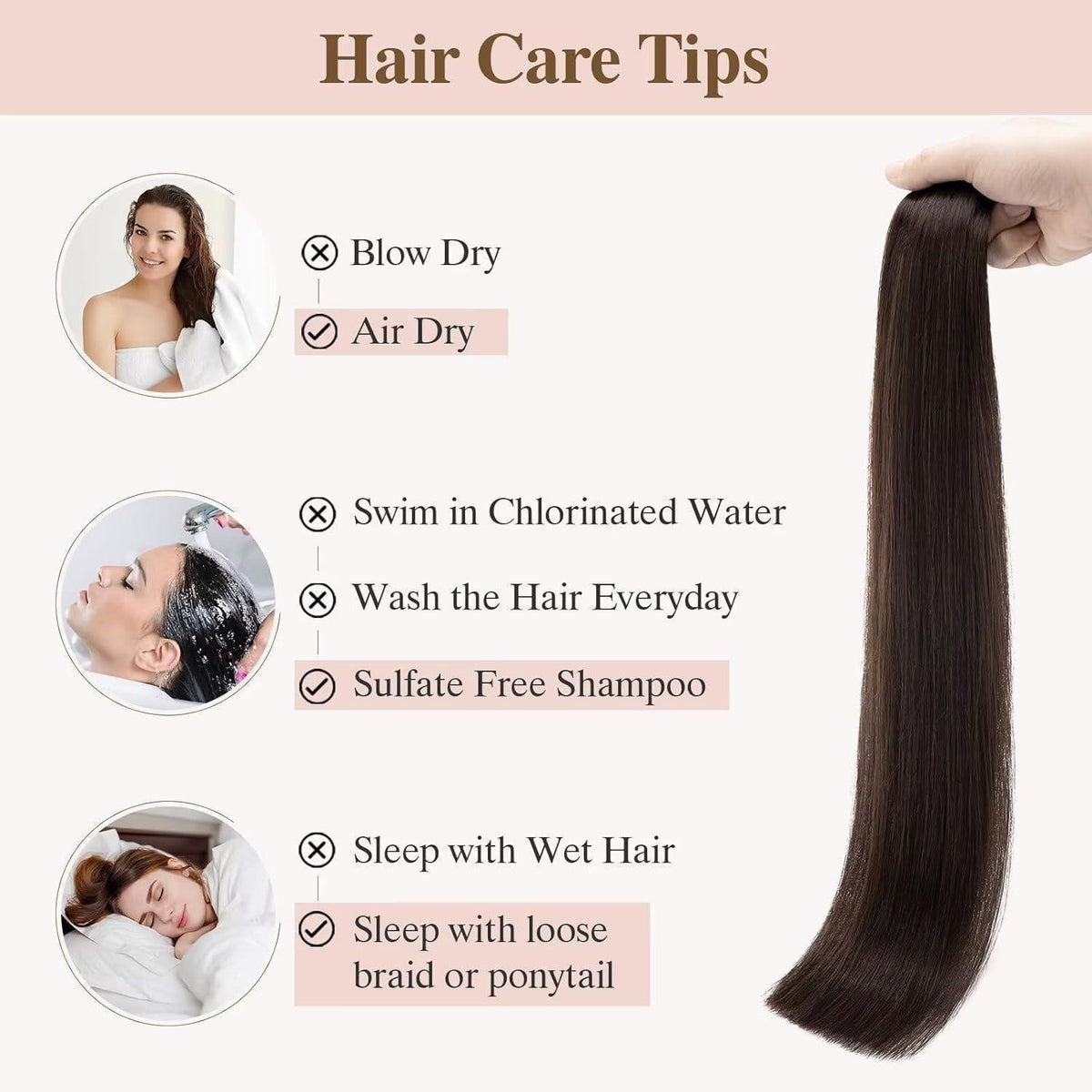 Remy Echthaar Tape Extensions Braun 40cm - 40 Stück