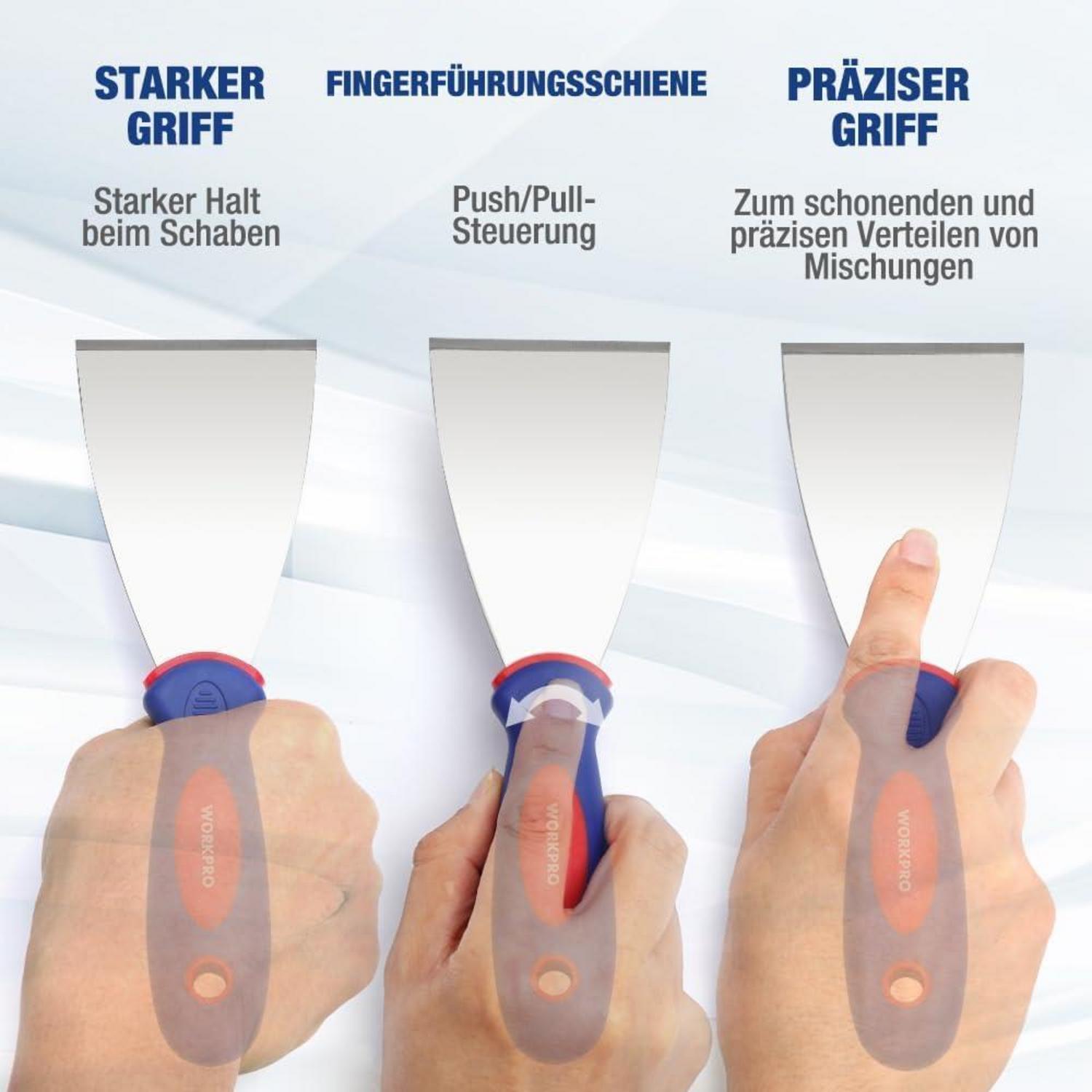 Professionelles Malerspachtel Set aus Edelstahl Kunststoffgriff 4-teilig