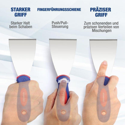 Professionelles Malerspachtel Set aus Edelstahl Kunststoffgriff 4-teilig