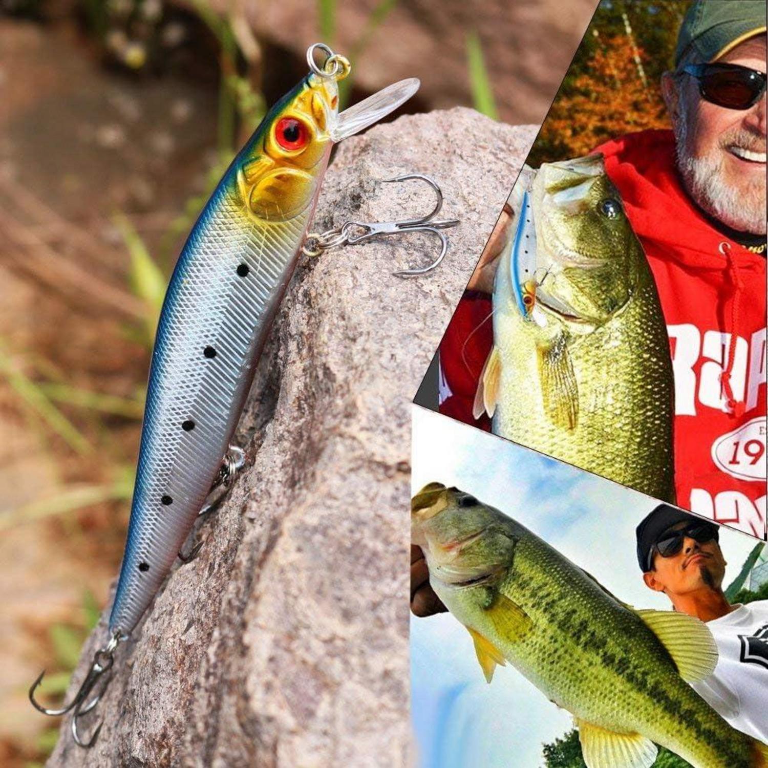 100x Sougayilang Angeln lockt Minnow Crankbait Treble Haken Swimbait Barsch