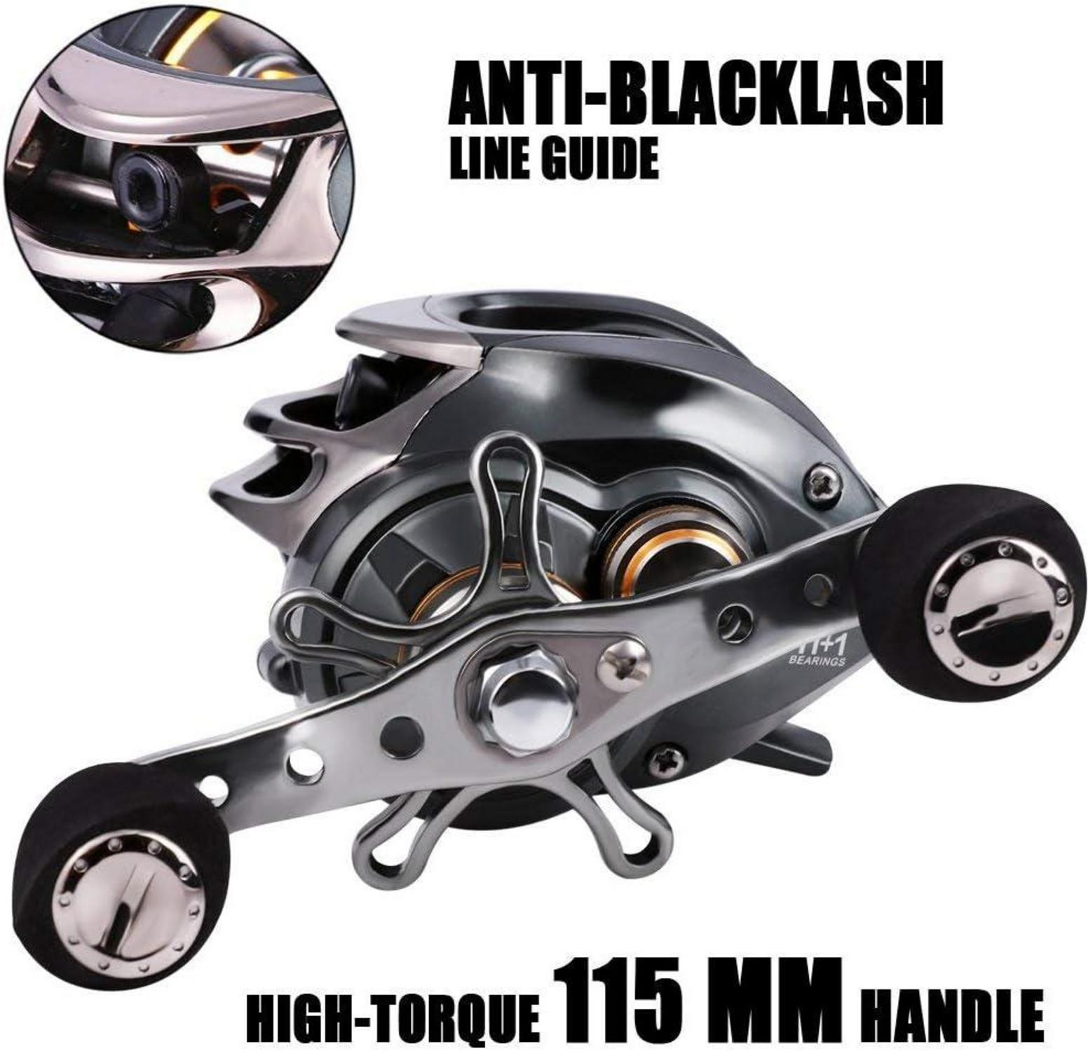 Angelrolle Sougayilang Baitcast 12 Kugellager 8,2 kg Drag Magnetisch Doppelbremsen