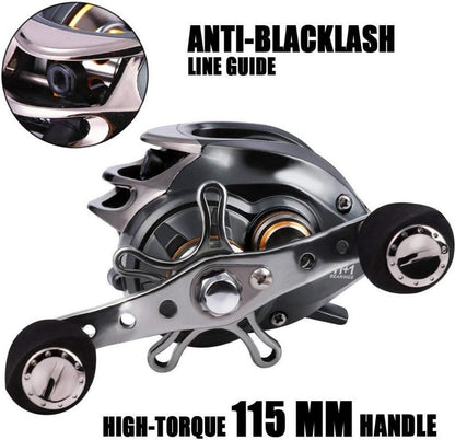 Angelrolle Sougayilang Baitcast 12 Kugellager 8,2 kg Drag Magnetisch Doppelbremsen