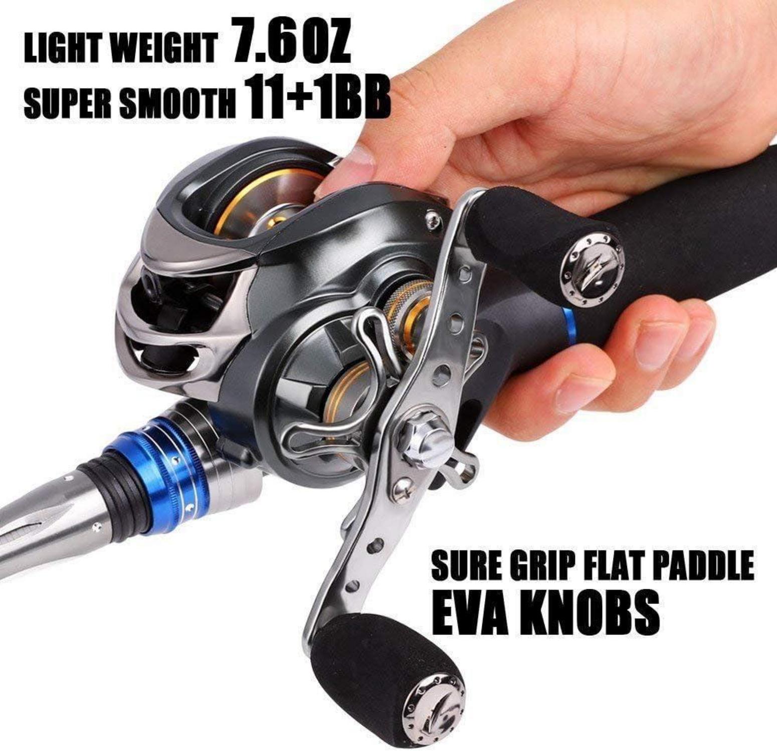 Angelrolle Sougayilang Baitcast 12 Edelstahl-Kugellager 8,2 kg