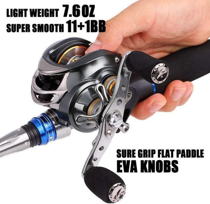 Angelrolle Sougayilang Baitcast 12 Edelstahl-Kugellager 8,2 kg