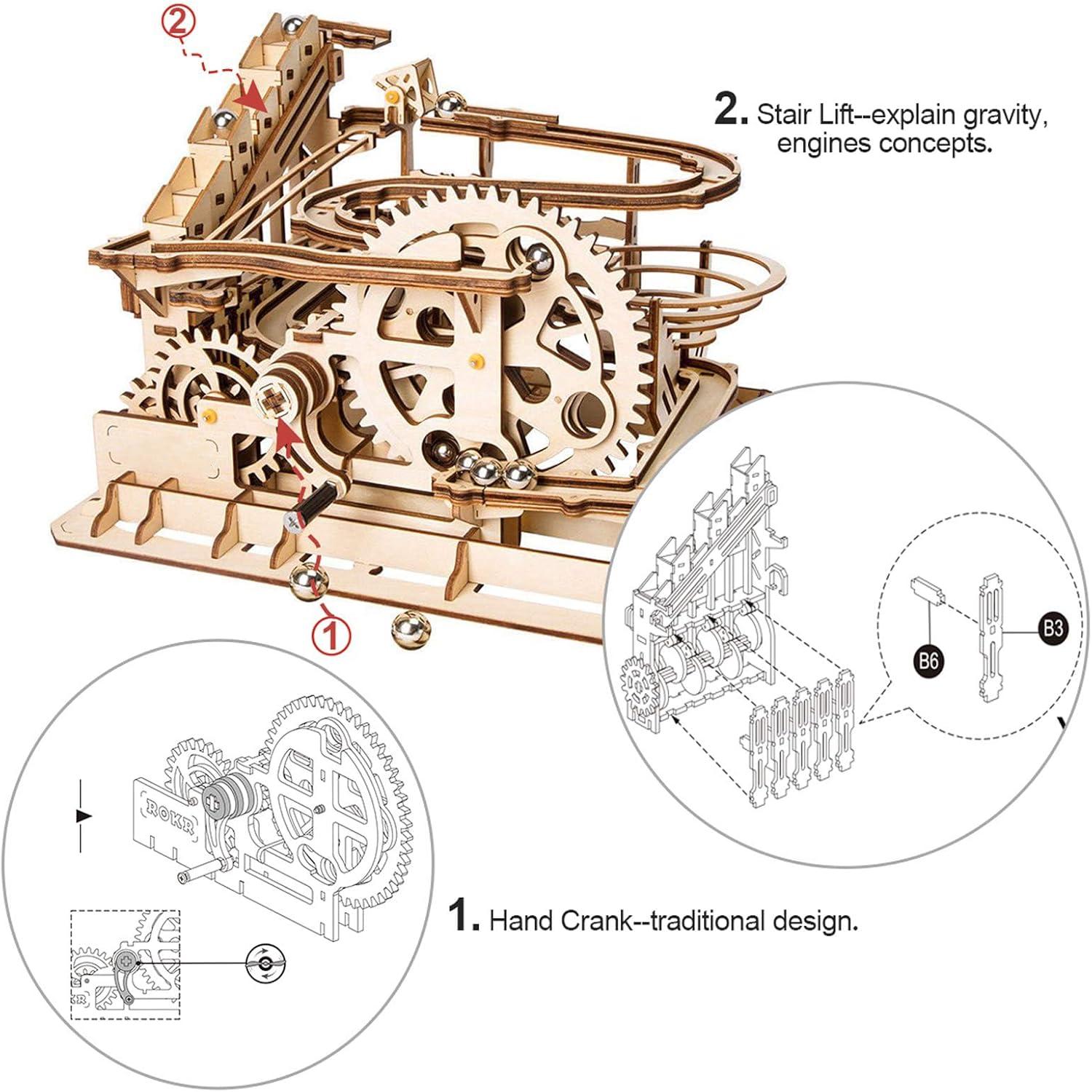 ROKR Kugelbahn Holzbausatz Murmeln Holzpuzzle für Kinder & Erwachsene