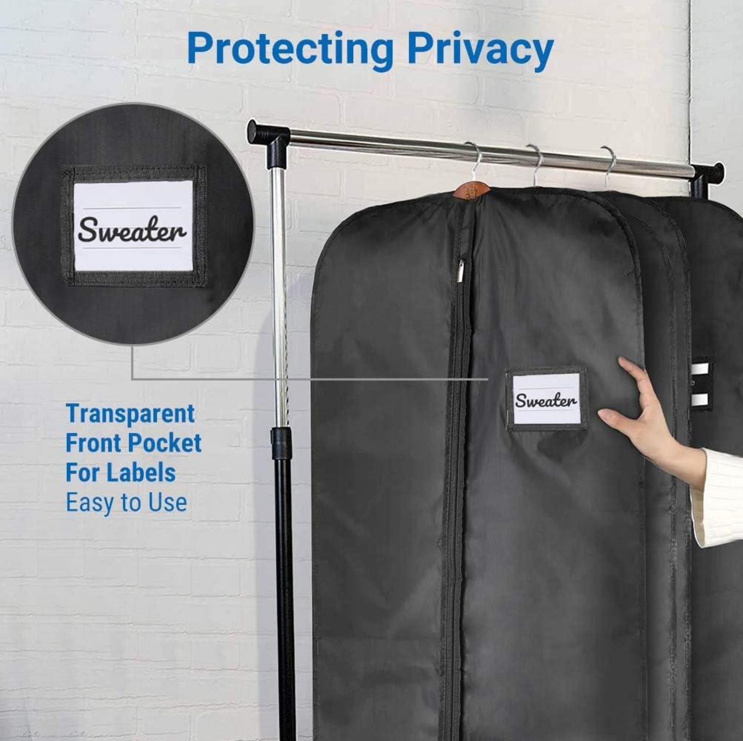 2er Set Schwarze Kleidersäcke aus Polyester 110x60cm - Aufbewahrung