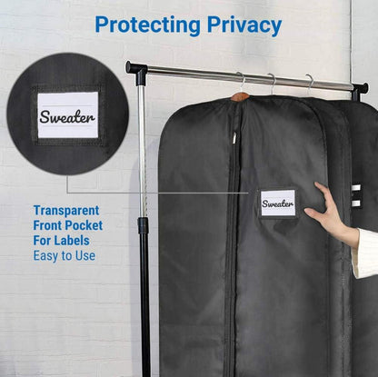 2er Set Schwarze Kleidersäcke aus Polyester 110x60cm - Aufbewahrung