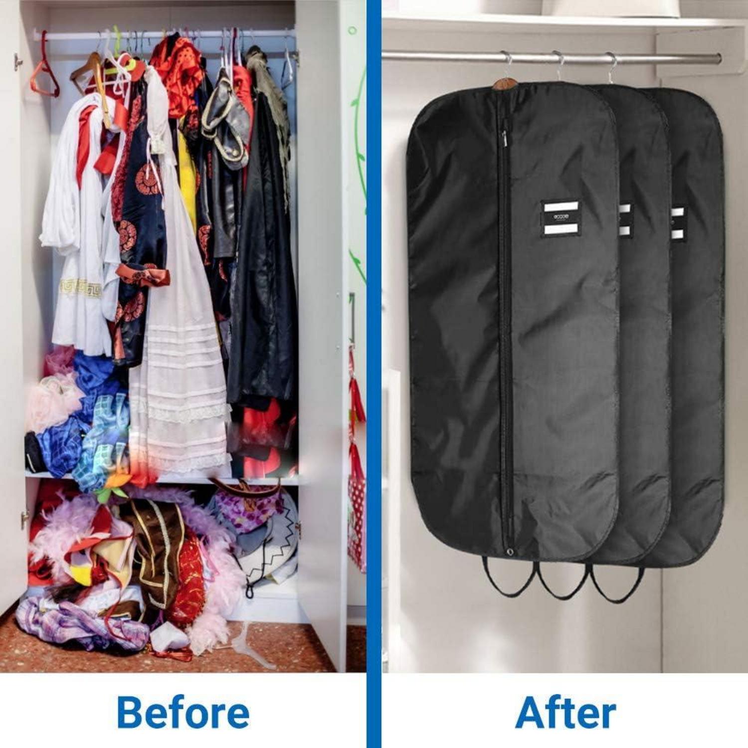 Kleidersack Schwarz Polyester Kleiderhülle 110 × 60 cm 2er Set