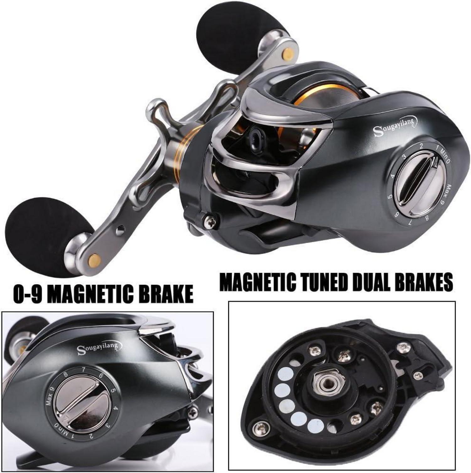 Baitcast-Rolle 12 Edelstahl-Kugellager 8,2 kg Super Drag magnetisch