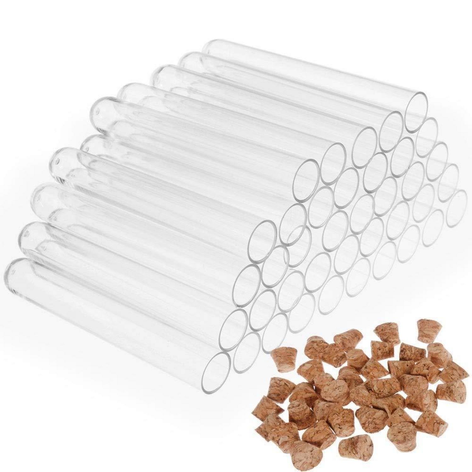 40er Set Transparente Reagenzgläser mit Korken 75 x 12 mm