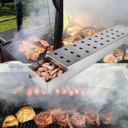 Edelstahl Räucherbox für Gasgrill Räucherofen Grill Zubehör