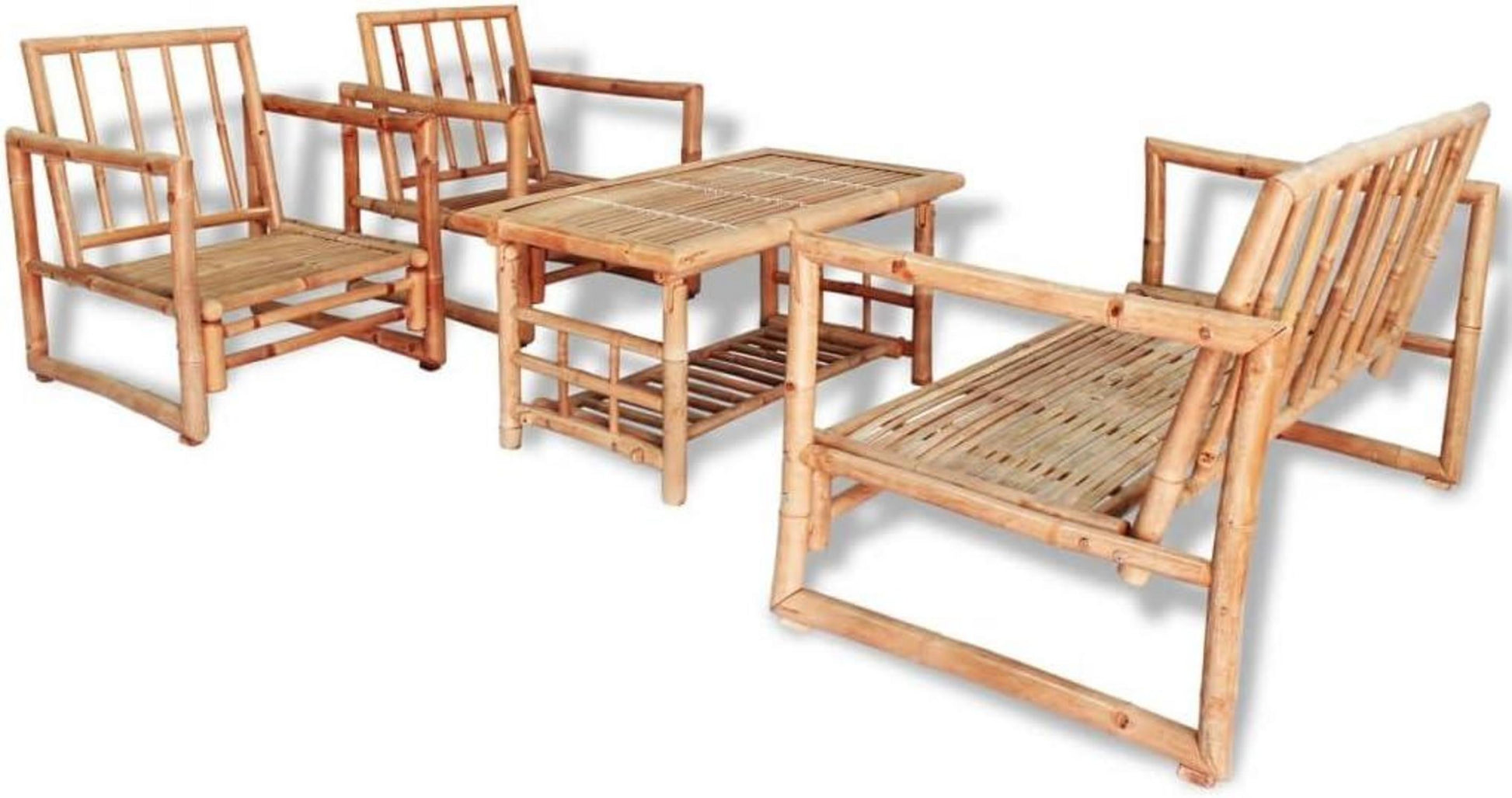 vidaXL 12-TLG. Bambus Gartenmöbel-Set Bank & Stühle rustikales Design
