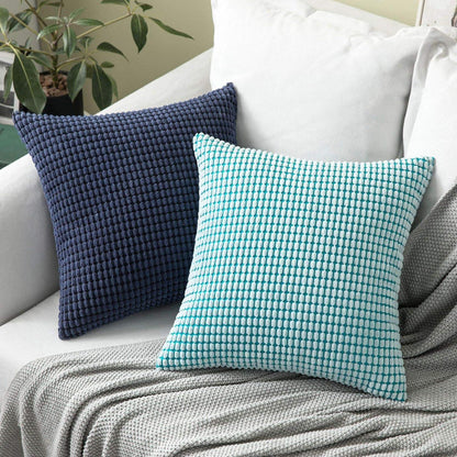 MIULEE 2er Set Kissenbezüge Kordsamt Dekokissen 50x50 cm Hellblau