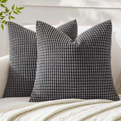 MIULEE Kordsamt Kissenbezug 40x40cm 2er Set Grau